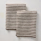 Chocolate Brown Ticking Stripe Linen Hand Towel, Set of 2