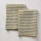 Green Ticking Stripe Linen Linen Hand Towel, Set of 2