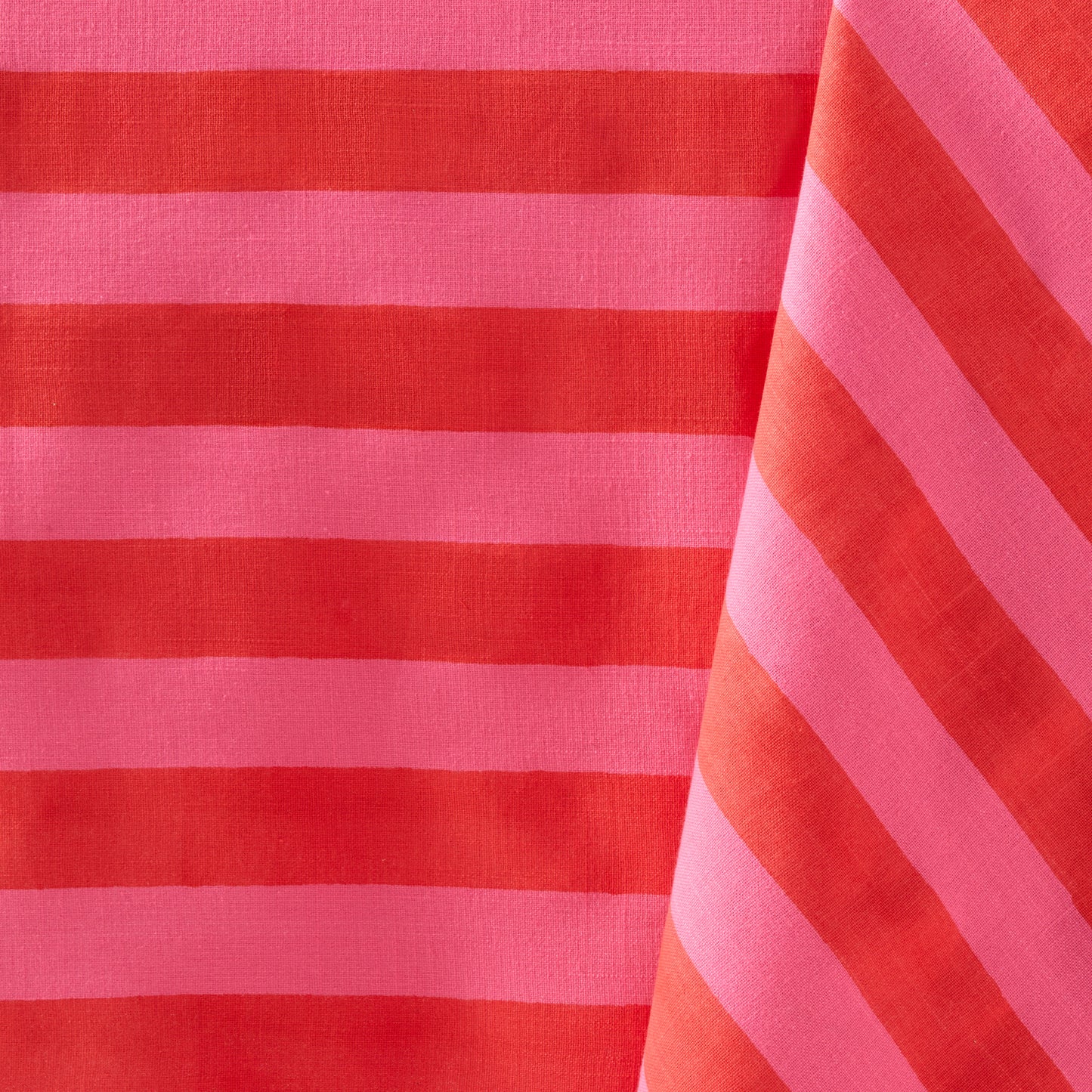 Pink and Orange Tonal Hampton Stripe Cotton Tablecloth