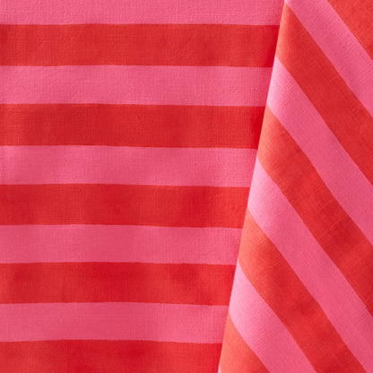 Pink and Orange Tonal Hampton Stripe Cotton Tablecloth