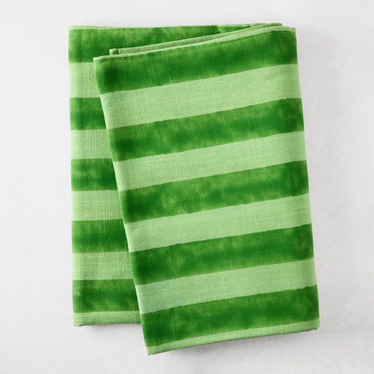 Green Tonal Hampton Stripe Cotton Tablecloth
