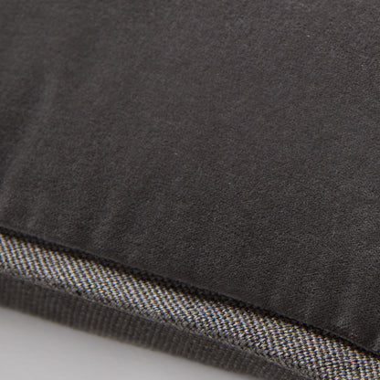 Slate Grey Tonal Reversible Velvet and Linen Lumbar Pillow