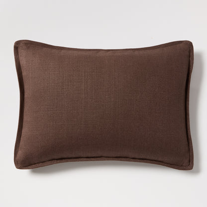 Dark Brown Tonal Reversible Velvet and Linen Lumbar Pillow