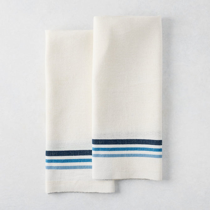 Blue Triple Stripe Hand Towel, Set of 2