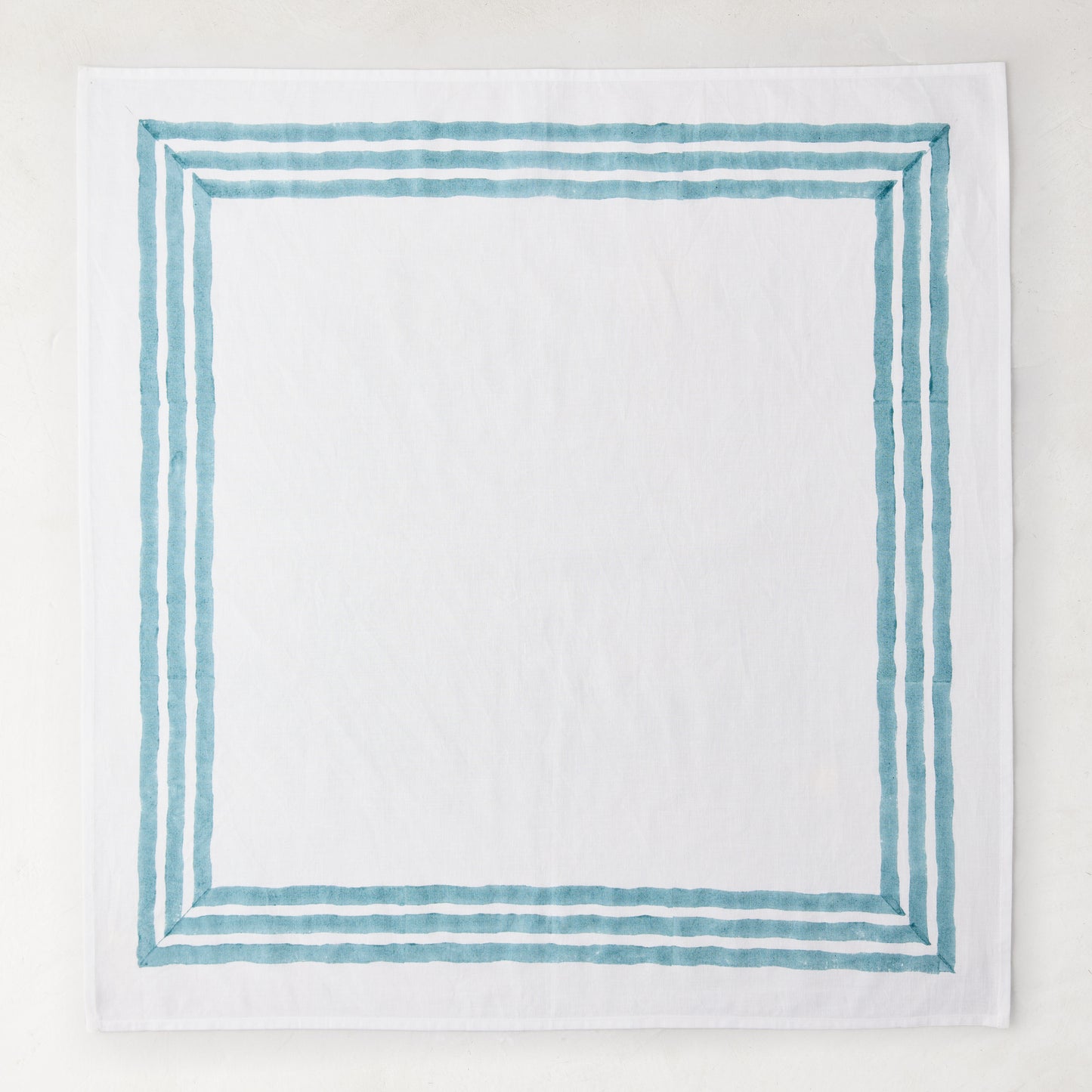 Cloudy Blue Triple Border Block Print Painted Cotton Napkin