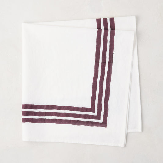 Fig Triple Border Block Print Painted Cotton Napkin