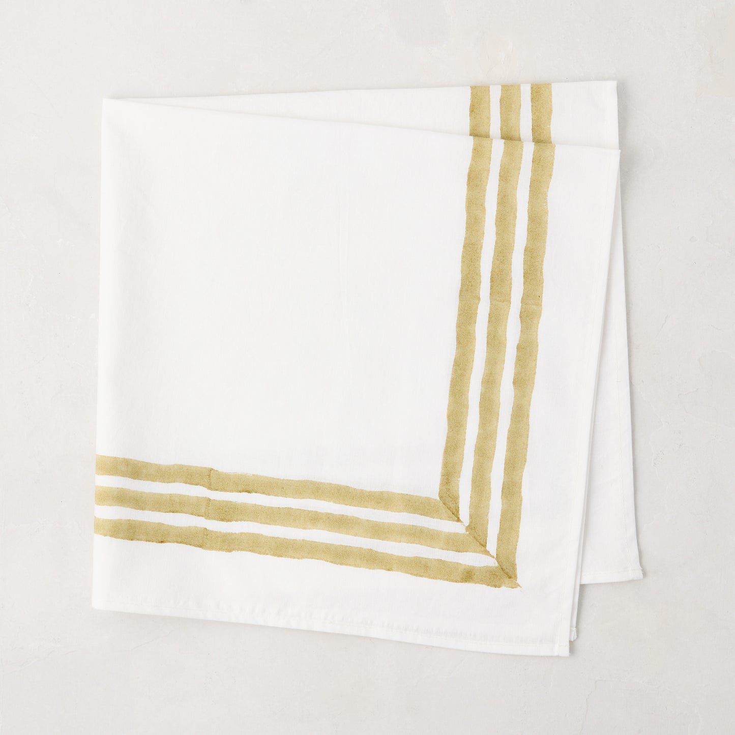 Gold Triple Border Block Print Painted Cotton Napkin