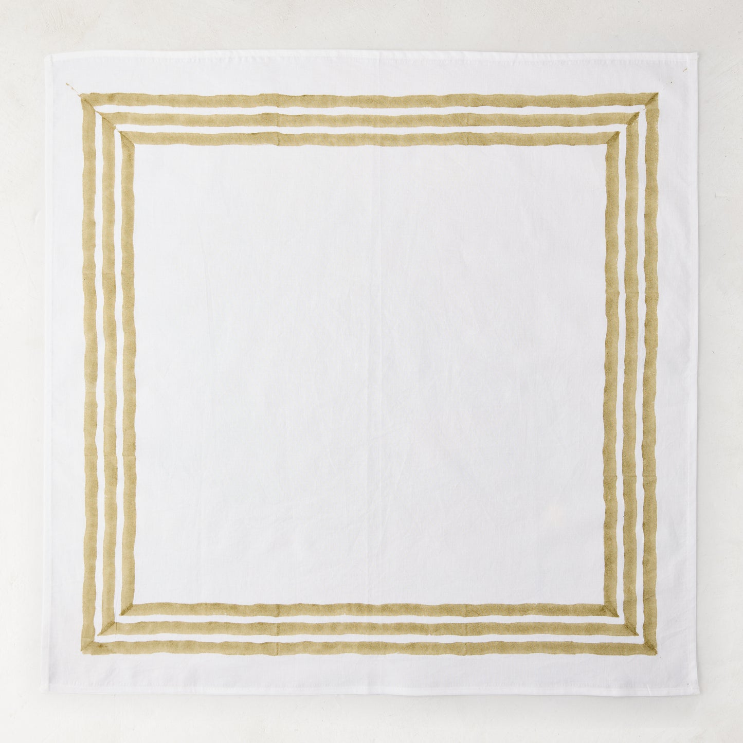 Gold Triple Border Block Print Painted Cotton Napkin