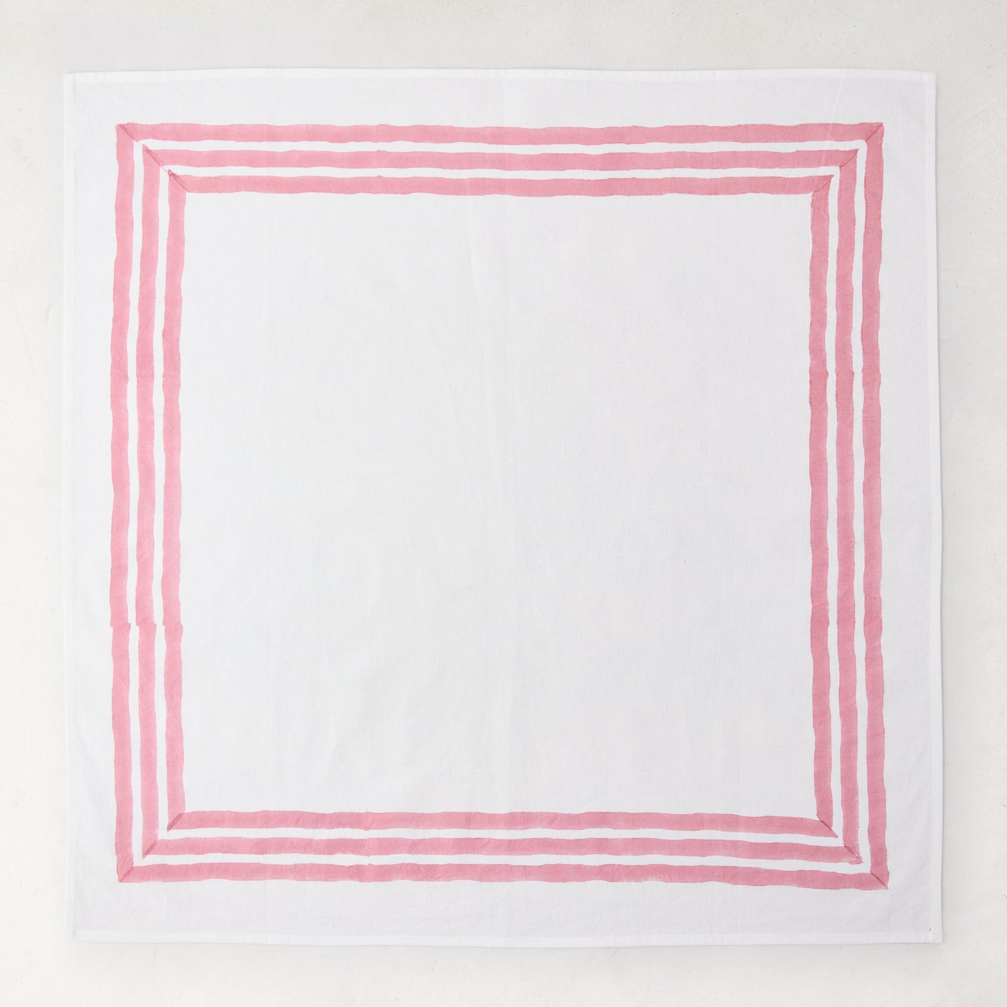 Clover Pink Triple Border Block Print Painted Cotton Napkin