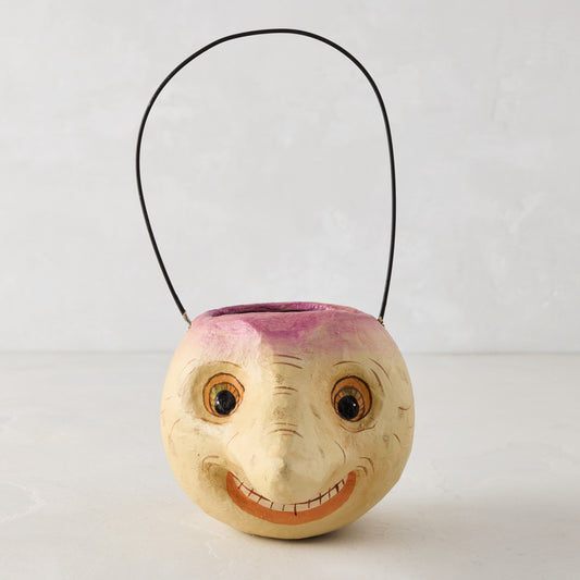 Tiny Turnip Head Papier-Mâché Halloween Candy Bucket