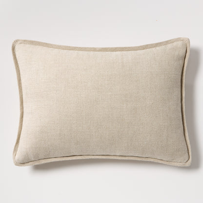 Tan Reversible Velvet and Linen Lumbar Pillow