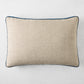 Midnight Blue Velvet Gussetted and Linen Lumbar Pillow