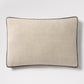 Dark Brown Velvet Gusseted and Linen Lumbar Pillow