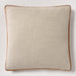 Rust Orange Velvet Gusseted and Linen Square Pillow
