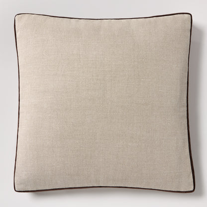 Dark Brown Velvet Gusseted and Linen Square Pillow