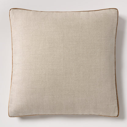 Moroccan Brown Velvet Gusseted and Linen Square Pillow