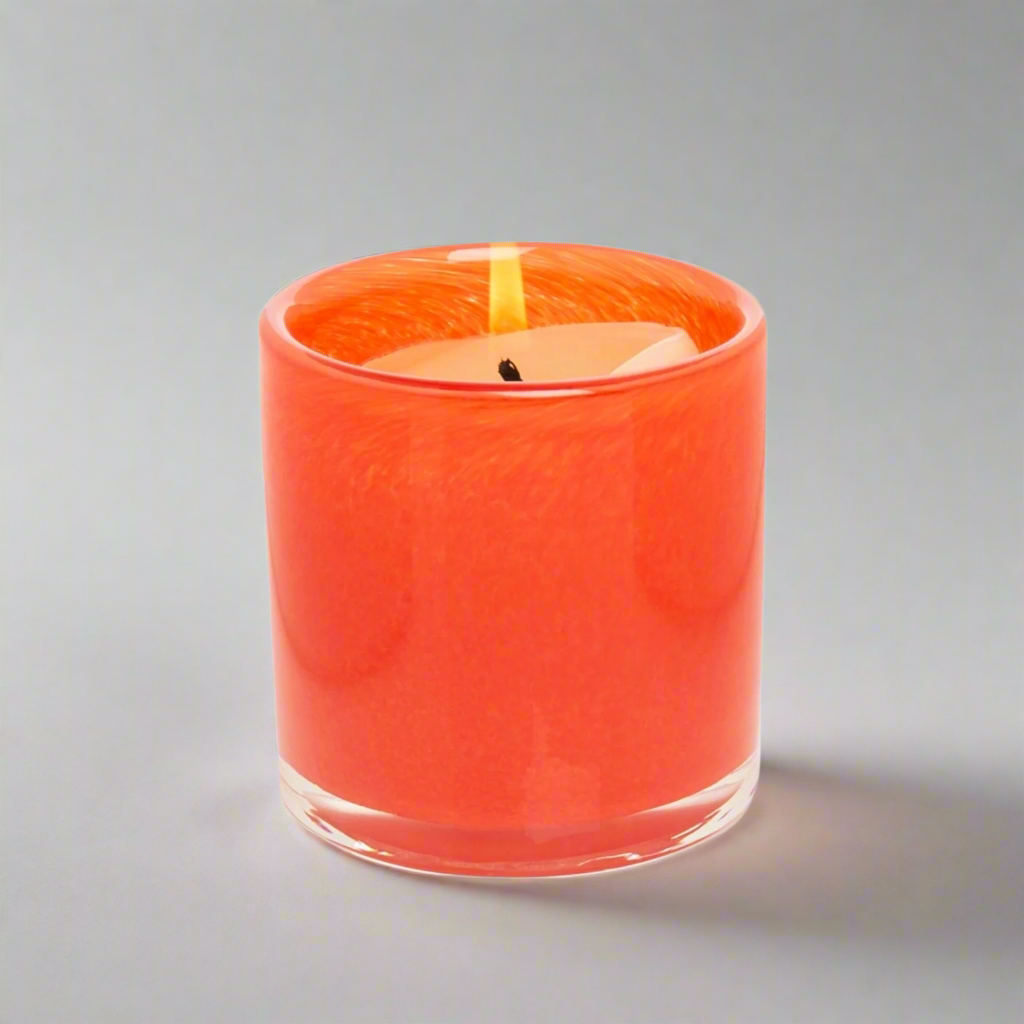 Small Orange Votive Glass Candle Holder