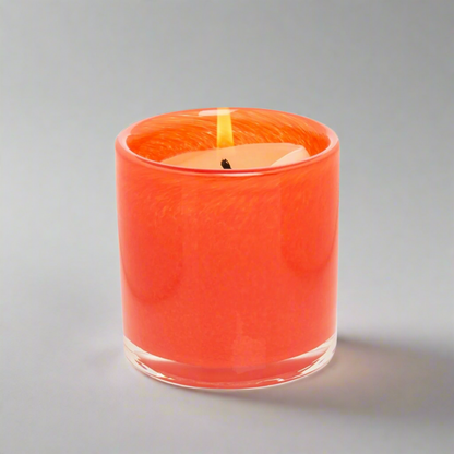 Small Orange Votive Glass Candle Holder