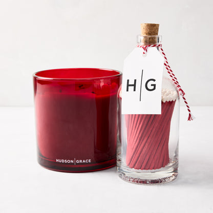 3-Wick Winter Candle and Red Match Bundle