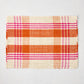 Pink and Orange Woven Plaid Rectangular Placemat