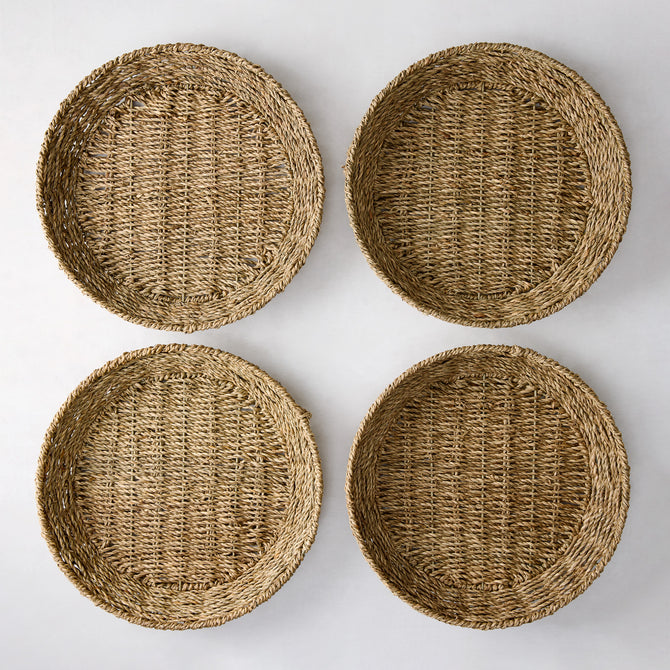 Woven Seagrass Plates, Set of 4