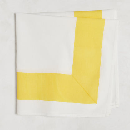 Yellow Border Block Print Cotton Napkin