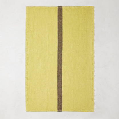Yellow Striped Linen Hand Towel Set