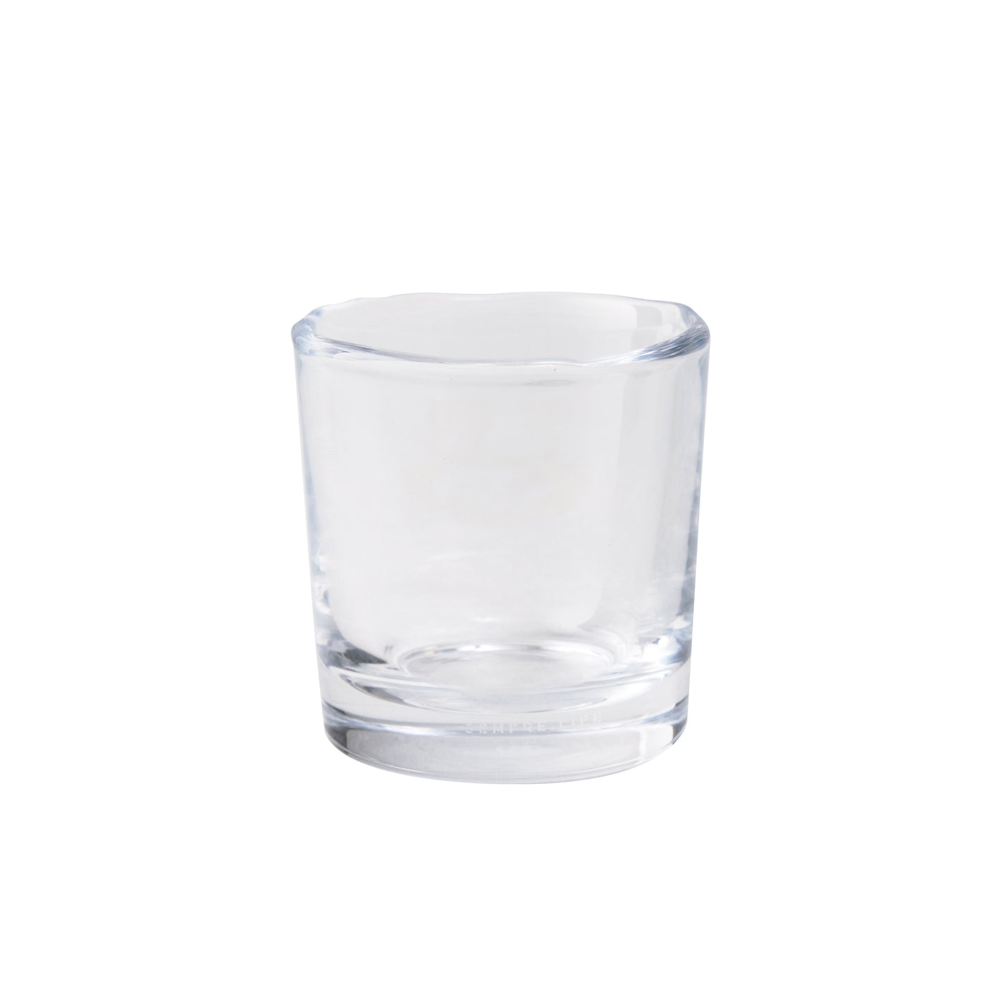 Clear Abraham Scissor-Cut Glass Tumbler, 6 oz, with thick air-blown glass and rippled rim.