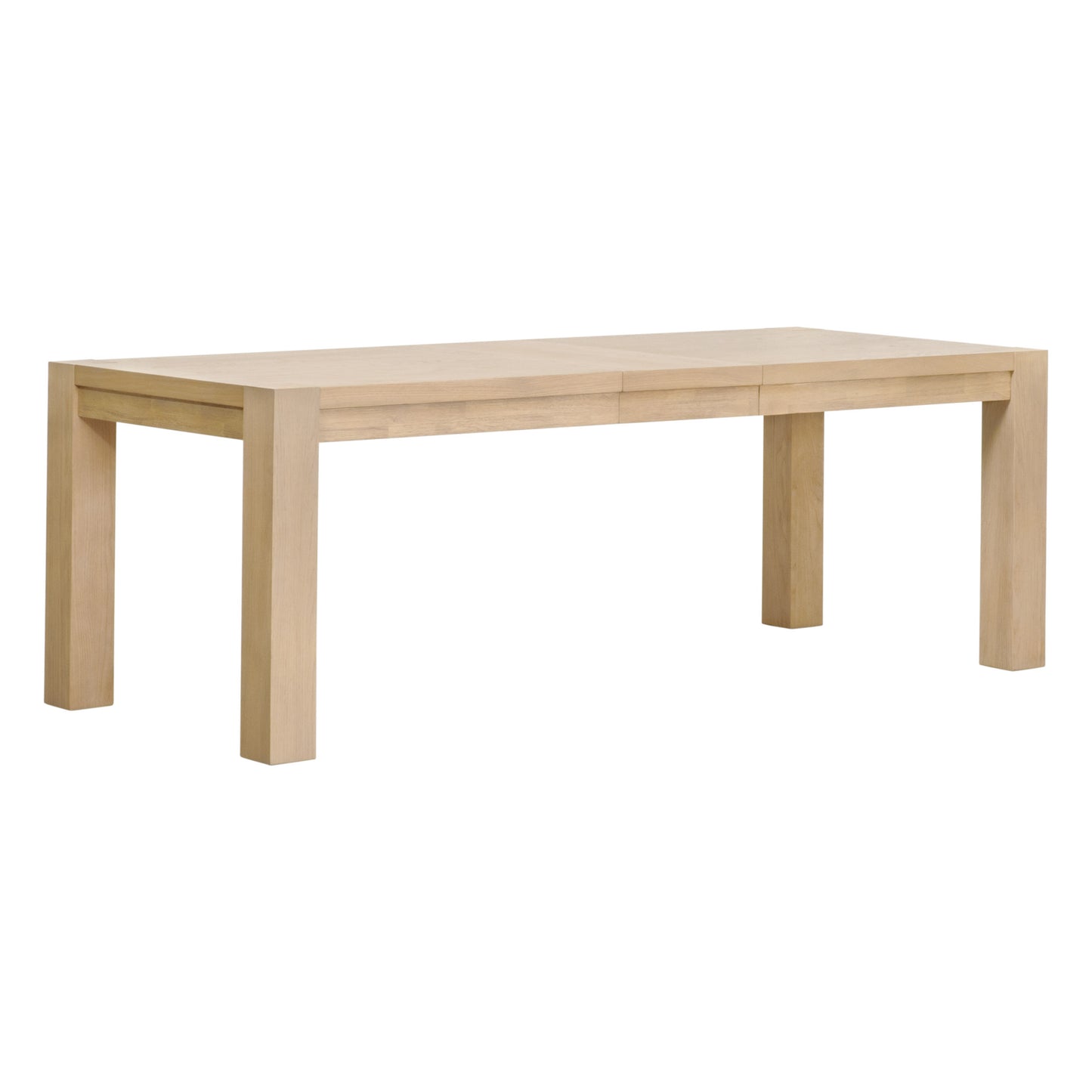 Adler Extension Dining Table in light honey oak finish with wood veneer top and two visible leaves.
