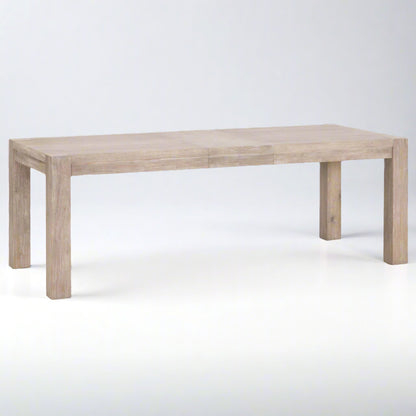Adler Extension Dining Table in natural gray acacia wood with two visible extension leaves.