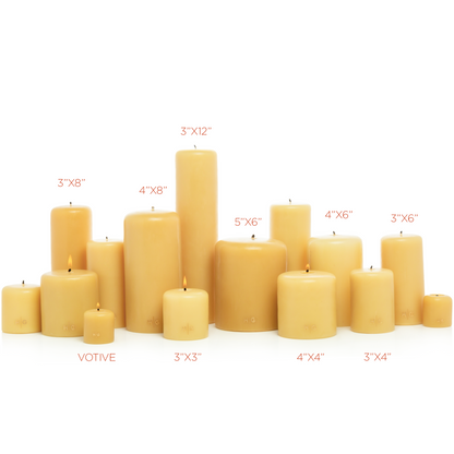 Amber Unscented Pillar Candle, 3"x12"
