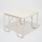 Antique White Sunliner Side Table, square, slatted top, powder-coated aluminum, foldable legs.