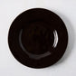 Artisan Chocolate Brown Painted Stoneware Salad Plate, 8.78"Dia, wide lip, clean edges.