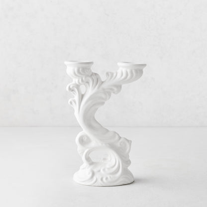 Assisi White Ceramic Candlestick