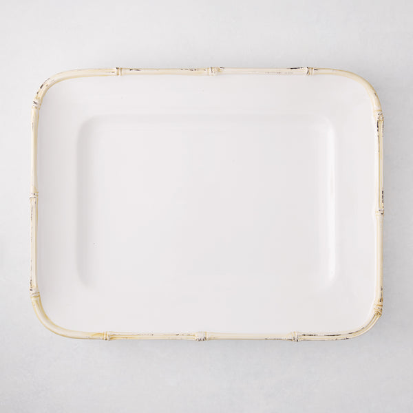 Bamboo Ceramic Serving Platter with Natural Edge