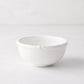White ceramic nut bowl with molded bamboo detailing, 5" Dia x 2.25" H.