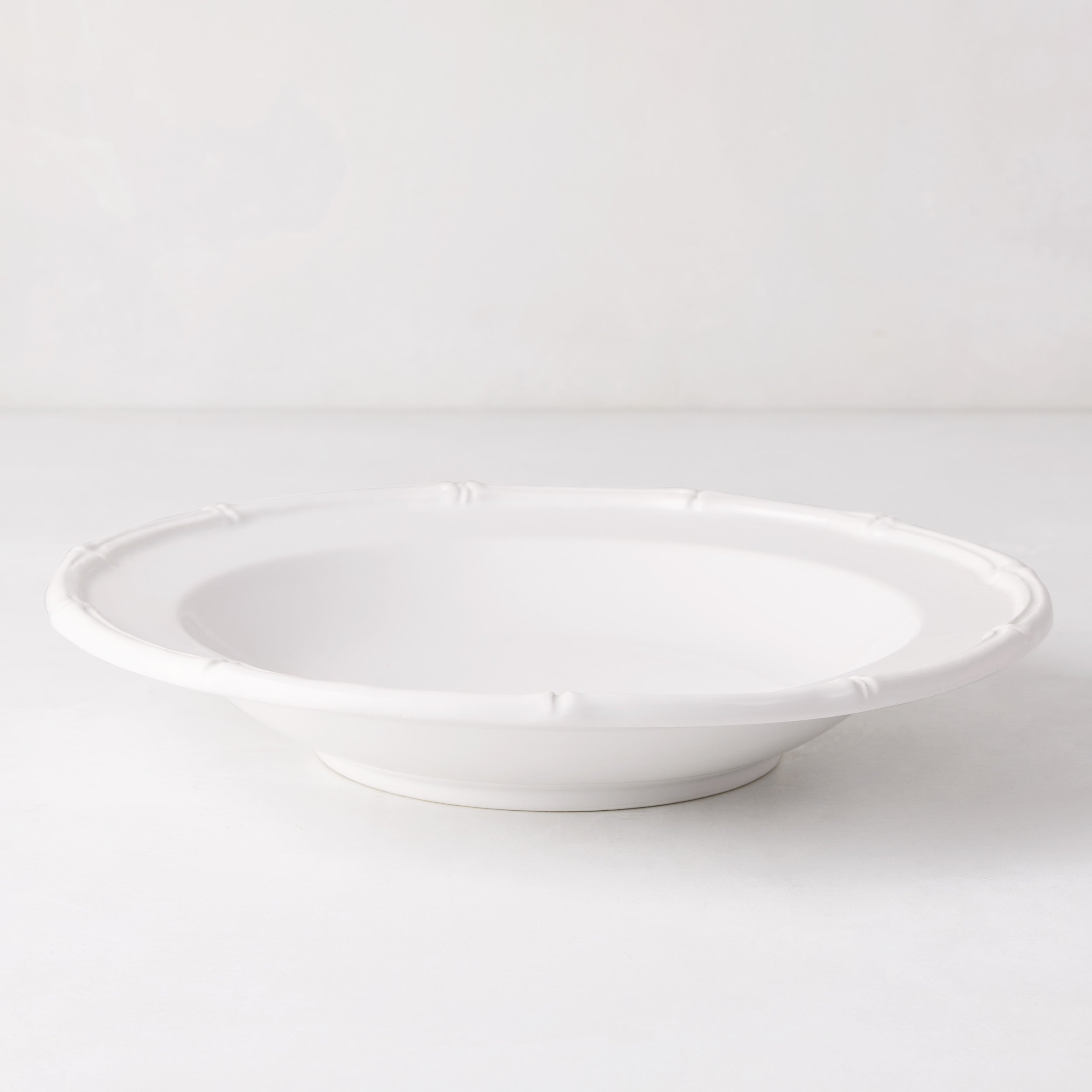Hudson Grace Bamboo White Ceramic Soup Bowl