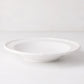 White ceramic soup bowl with molded bamboo detailing, 9.5" diameter.