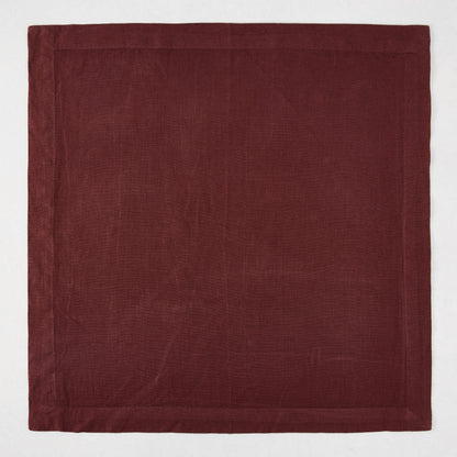 Barnwood HG Signature Hand-dyed Linen Napkin, 22-inch square, soft warm maroon, mitered corners.