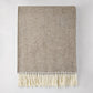 Barnwood Italian Herringbone Throw Blanket, cashmere-soft cotton-acrylic, with decorative fringe.