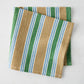 Bennett Khaki and Green Mixed Stripe Cotton Napkin, 22" square.
