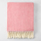 Berry Sorbet Pink Italian Herringbone Throw Blanket, 51"x67" cotton-acrylic with cream fringe.