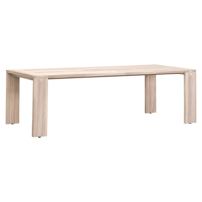 Big Sur Dining Table, solid light teak wood, sleek minimalist design, rectangular top, thick legs.