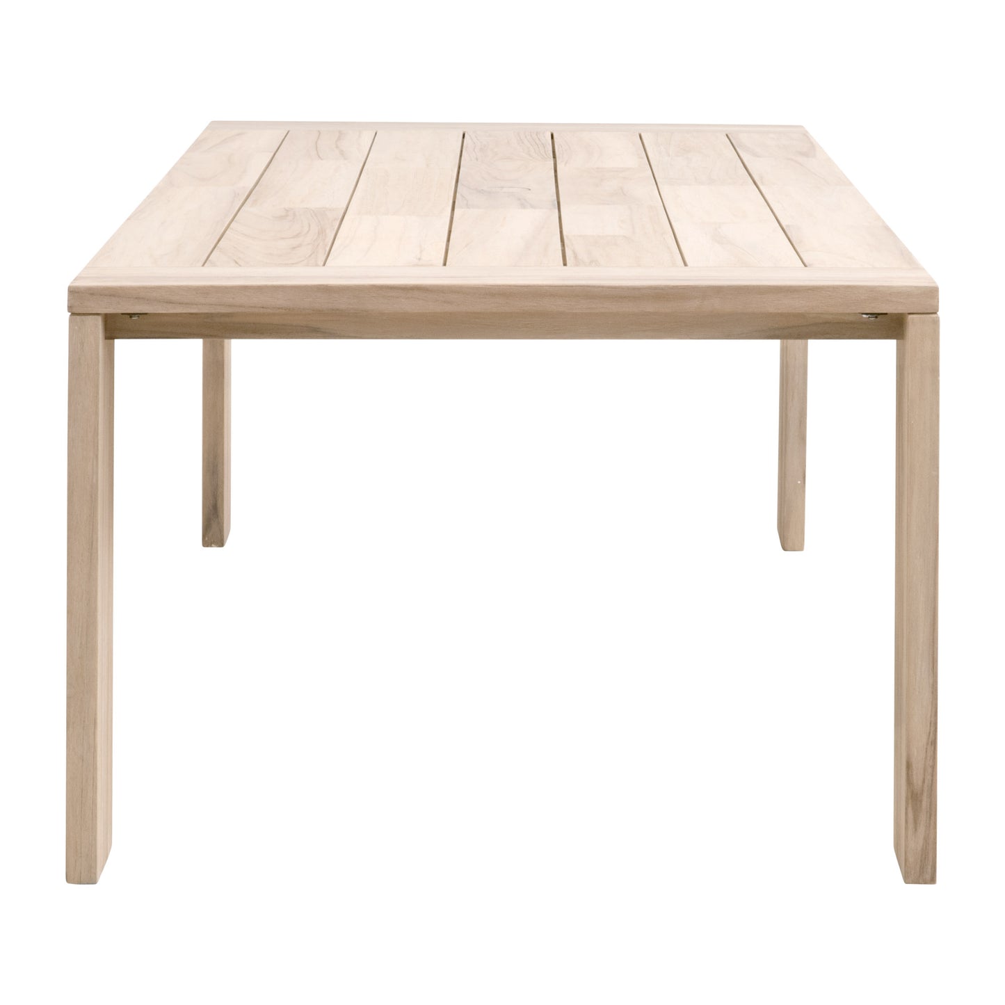 Big Sur Dining Table, solid natural teak wood with a slatted top and minimalist design.