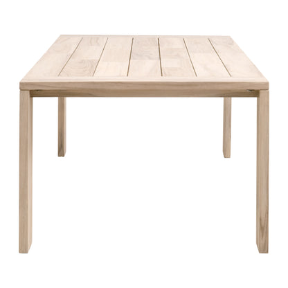 Big Sur Dining Table, solid natural teak wood with a slatted top and minimalist design.