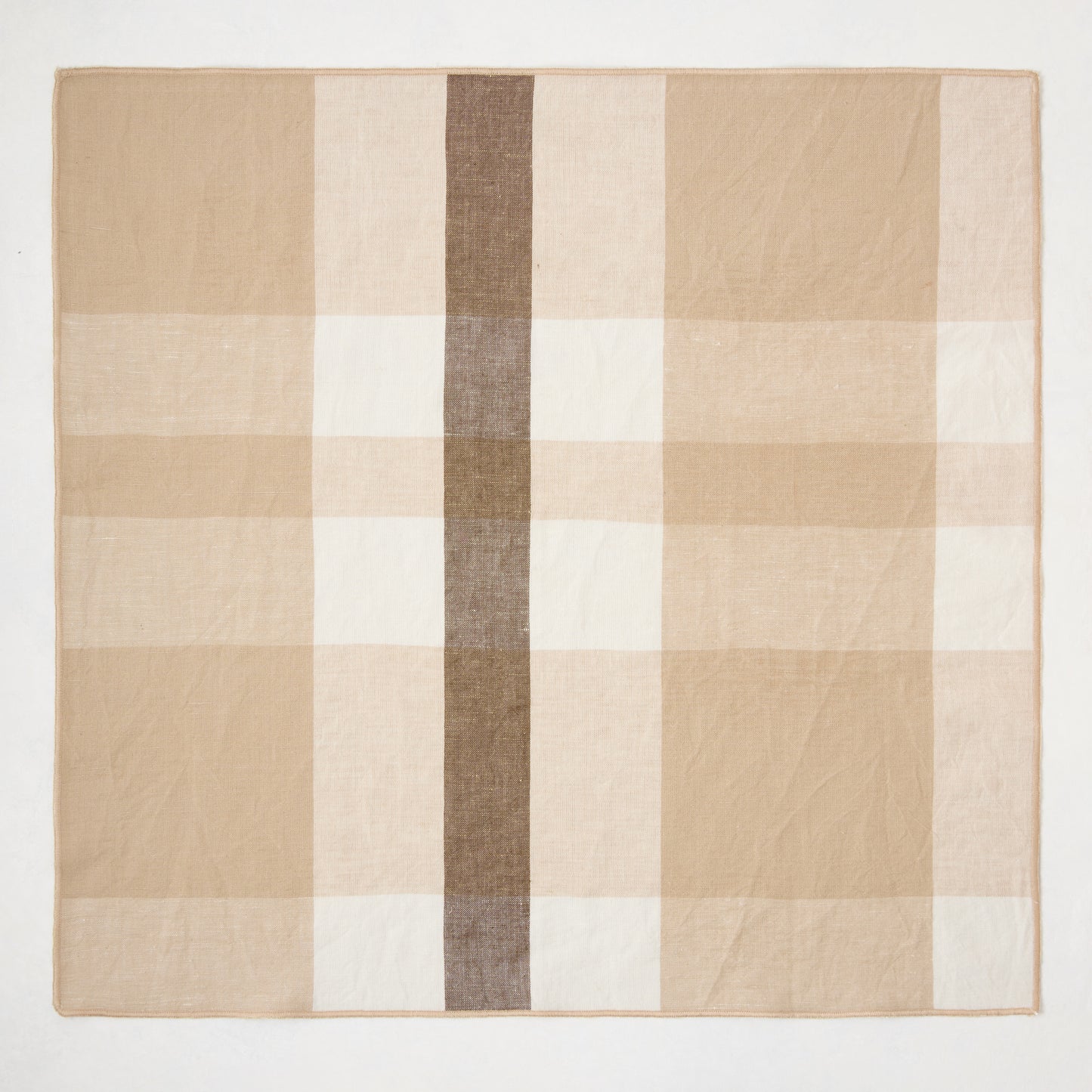 Birch Brown and Cream Plaid Napkin, oversized cotton/linen blend, 22" square.