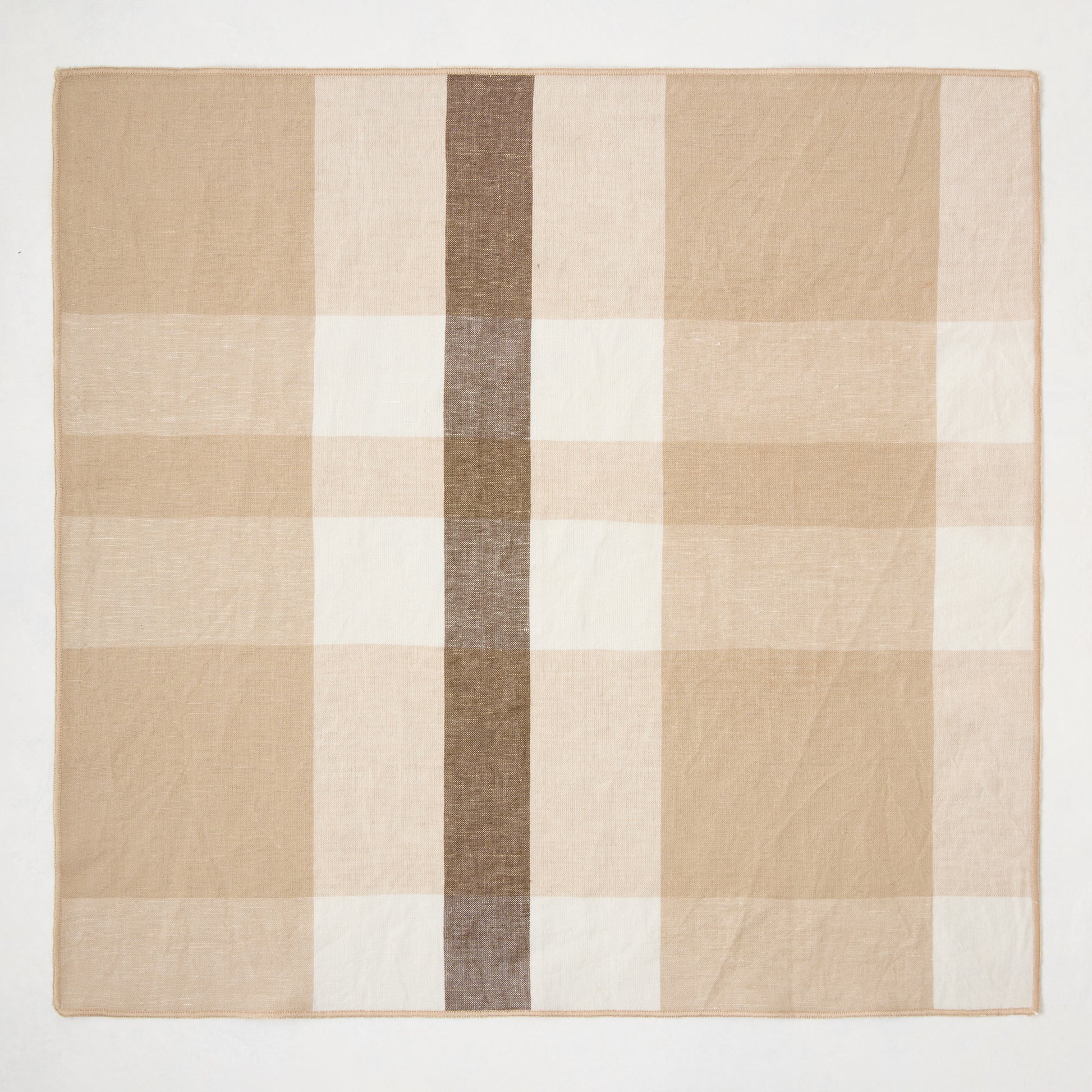Birch Brown and Cream Plaid Napkin, oversized cotton/linen blend, 22" square.