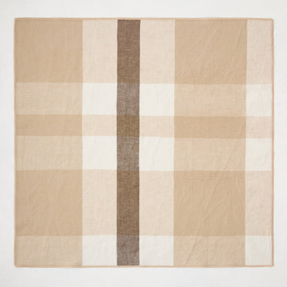 Birch Brown and Cream Plaid Napkin, oversized cotton/linen blend, 22" square.