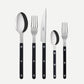 Black Bistro 5-piece flatware set with 18/10 stainless steel and black acrylic handles.