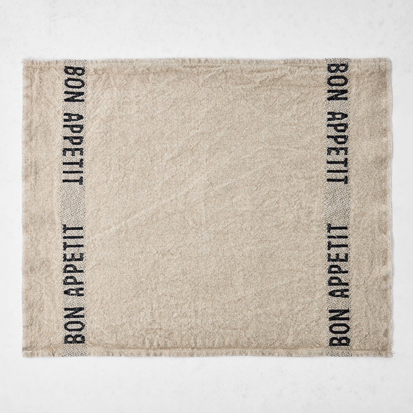 Black "Bon Appetit" Camel Khaki Linen Napkin
